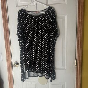Philosophy Black Top with Cream Polka Dots